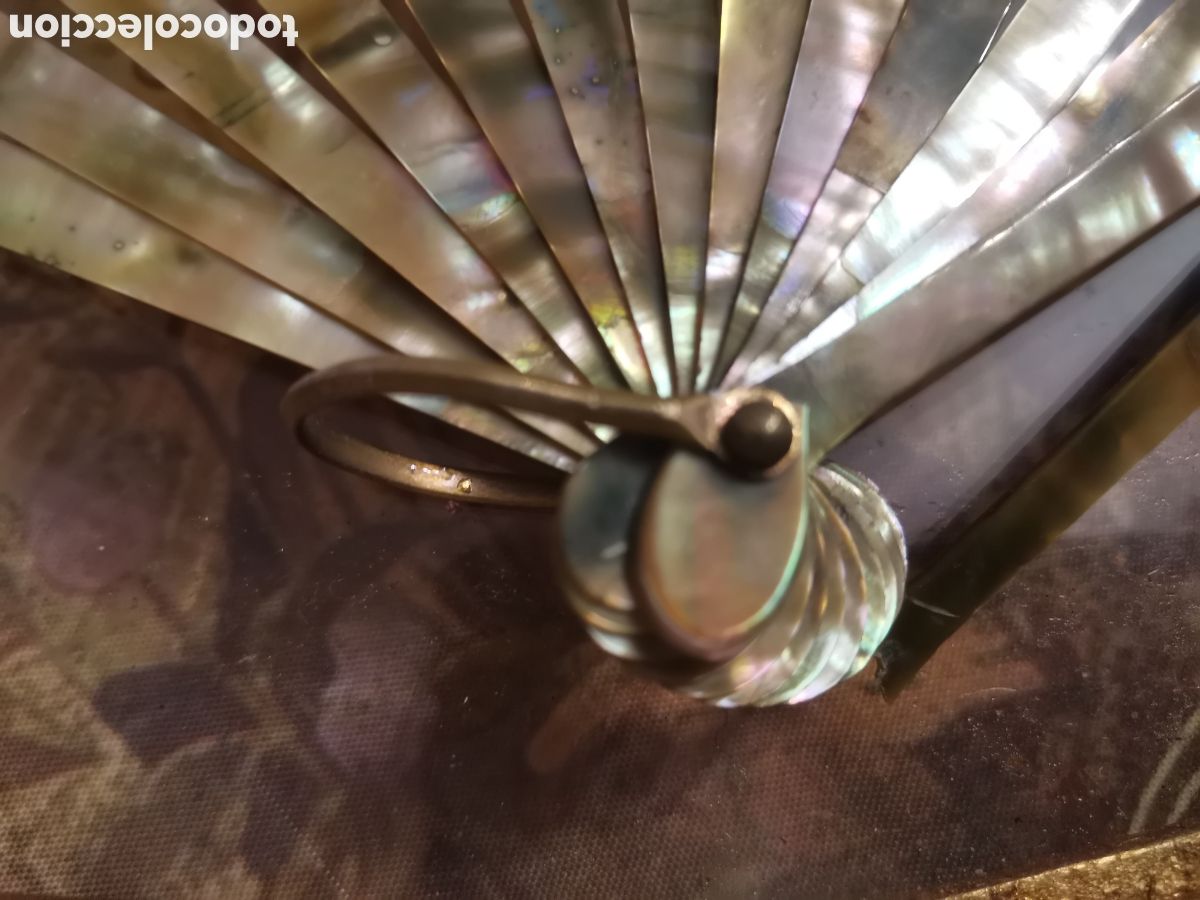 Antig&uuml;edades: Abanico franc&eacute;s de n&aacute;car madre perla - Foto 5