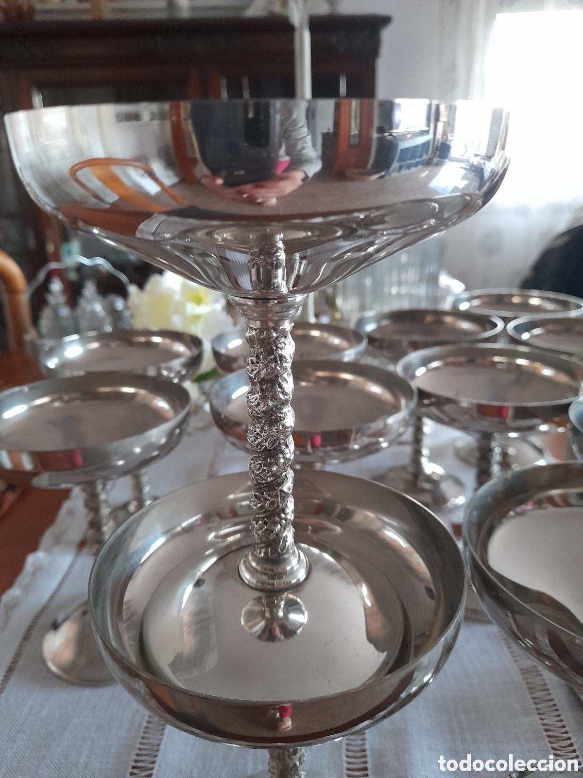 Antig&uuml;edades: 12 COPAS SILVER PLATED ROMA S.L E.P BRASS - Foto 2