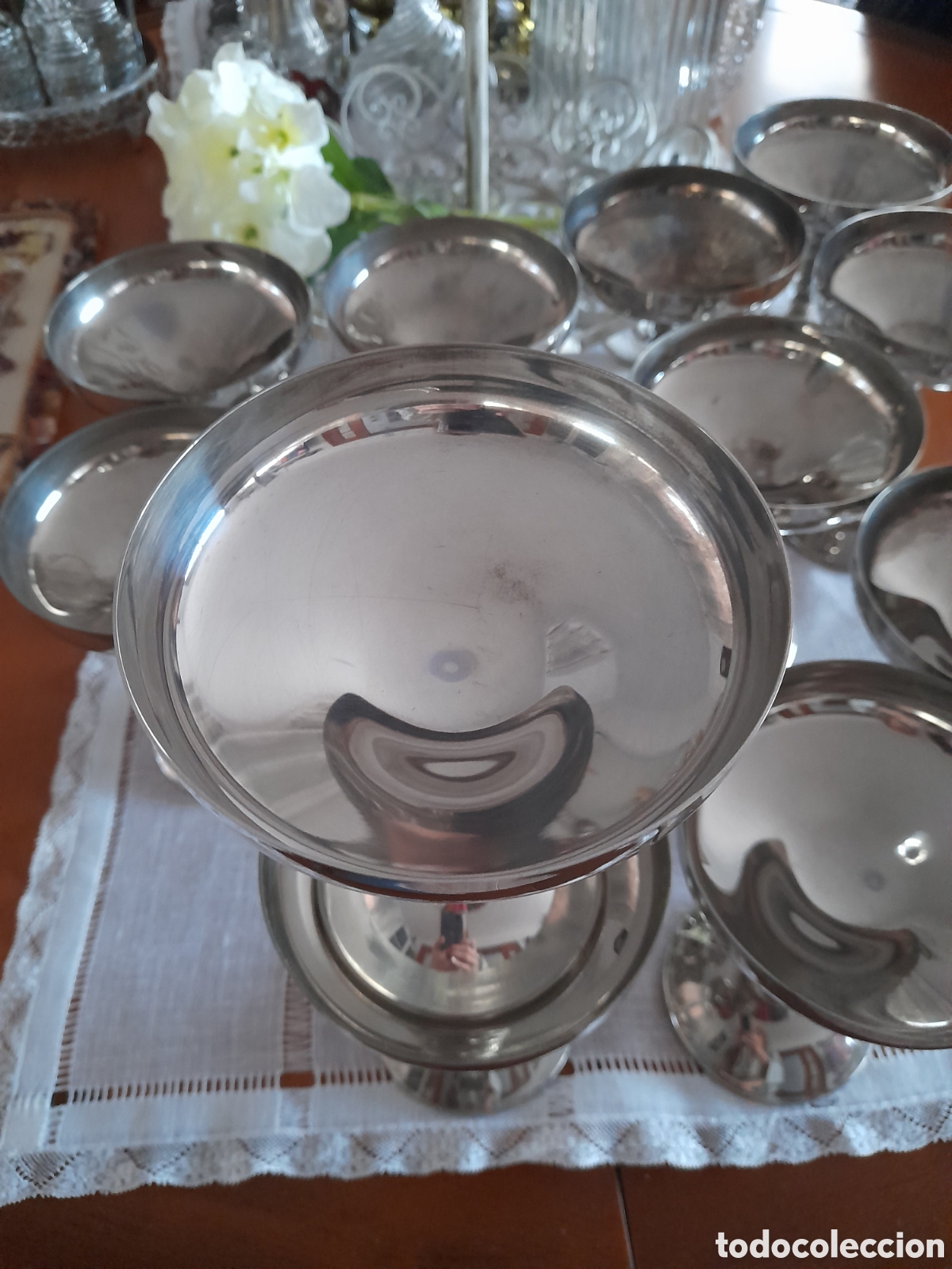 Antig&uuml;edades: 12 COPAS SILVER PLATED ROMA S.L E.P BRASS - Foto 3