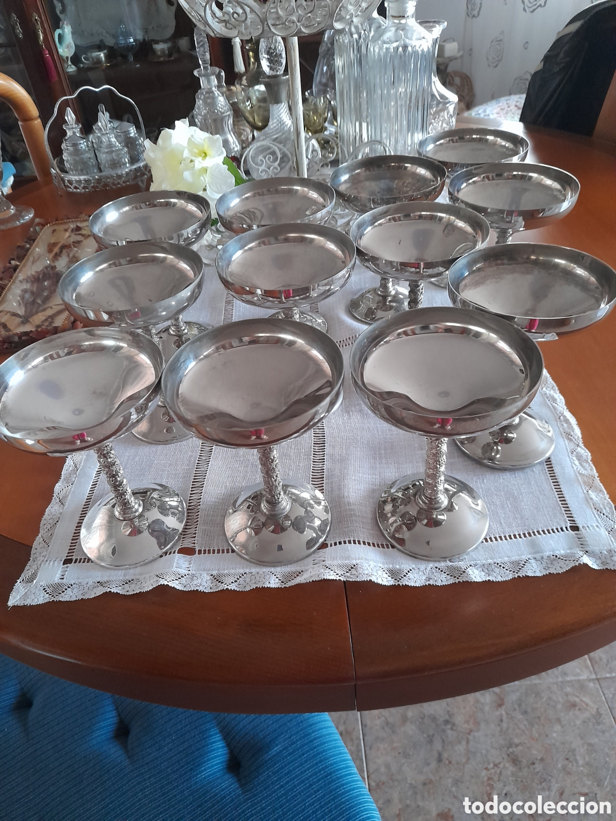 Antig&uuml;edades: 12 COPAS SILVER PLATED ROMA S.L E.P BRASS - Foto 1