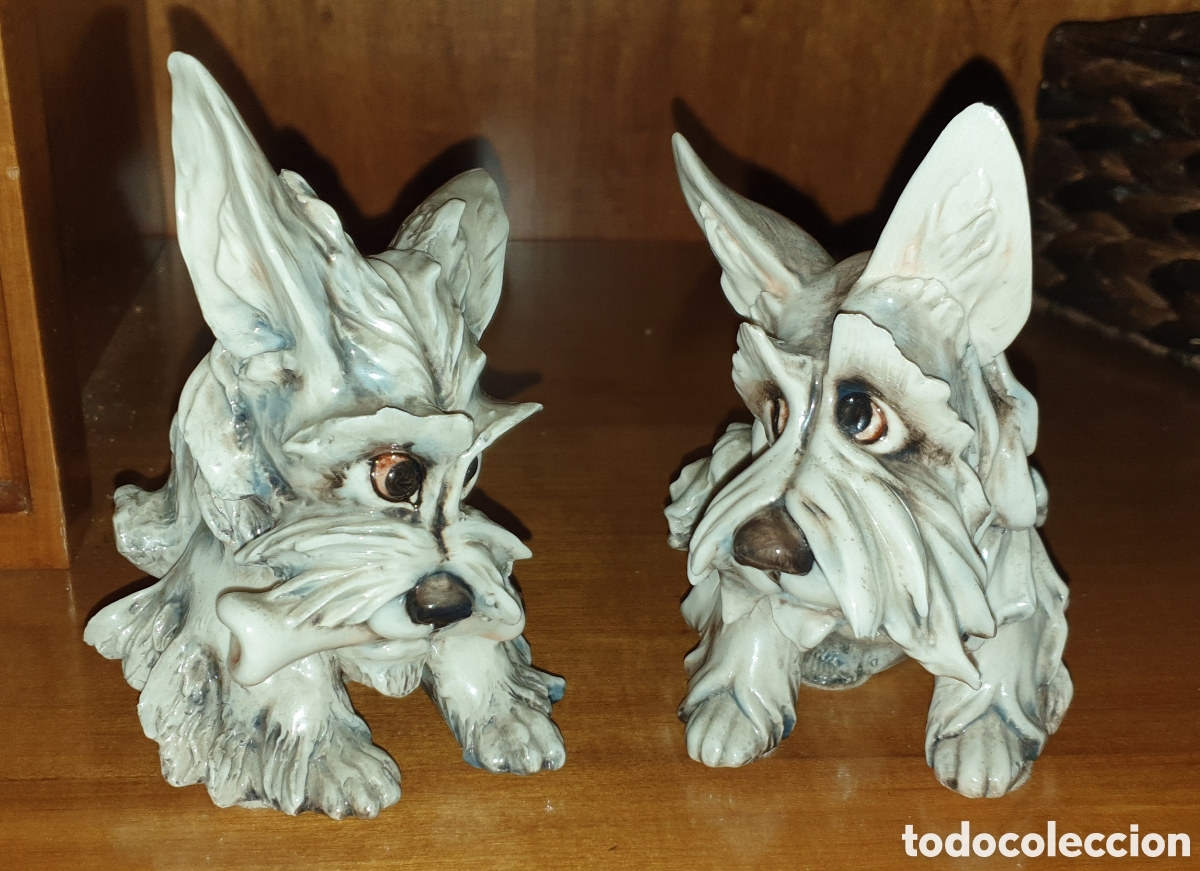 Antig&uuml;edades: Perros Porcelana Sajonia - Foto 1