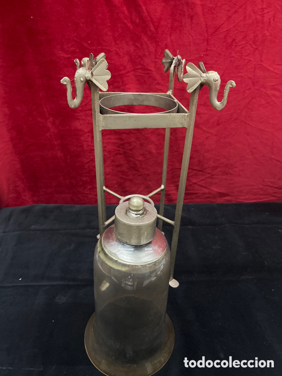 Antig&uuml;edades: Candelabro antiguo con cristal - Foto 3