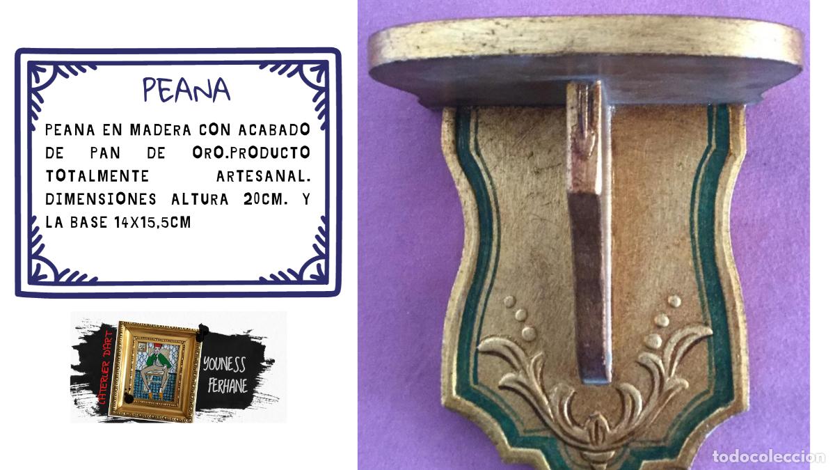 Antig&uuml;edades: Peana en madera con acabado de pan de oro - Foto 1