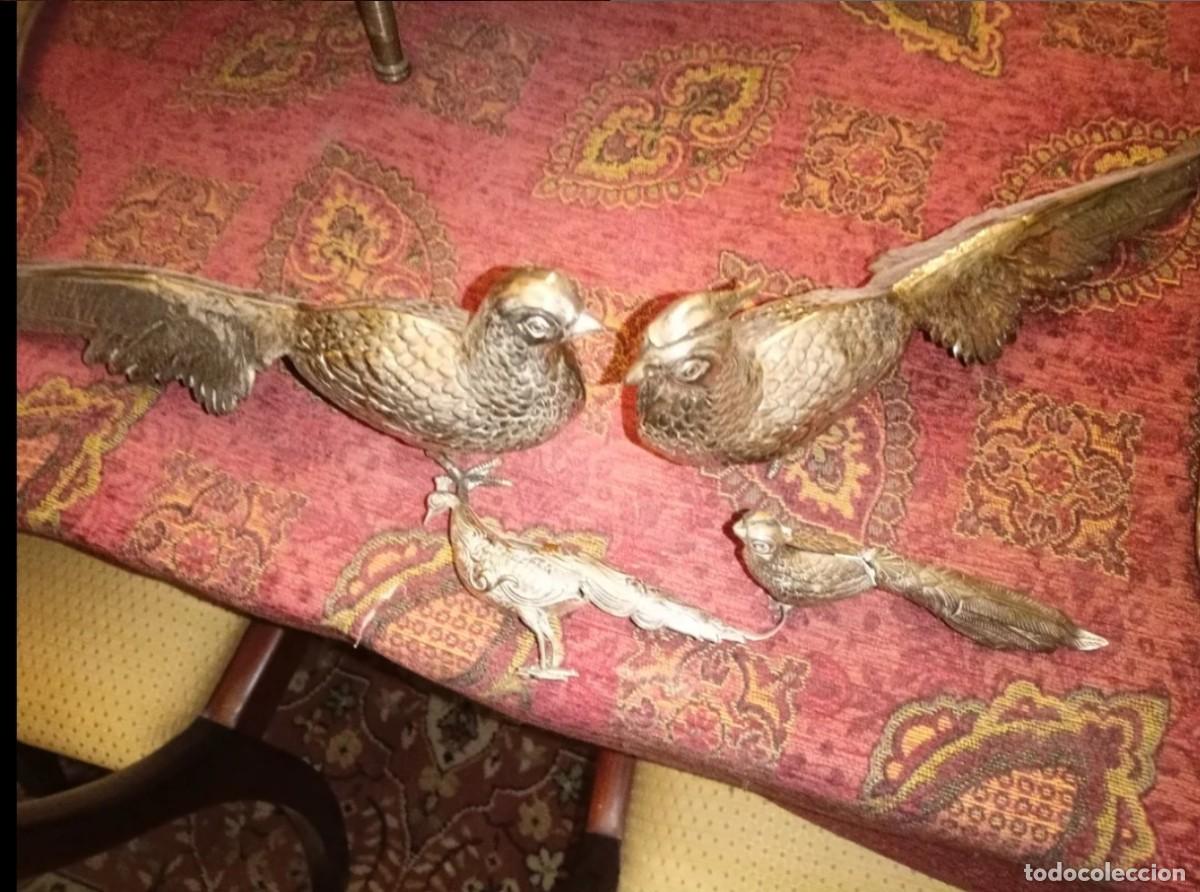 Antig&uuml;edades: Lote 4 p&aacute;jaros de metal - Foto 2