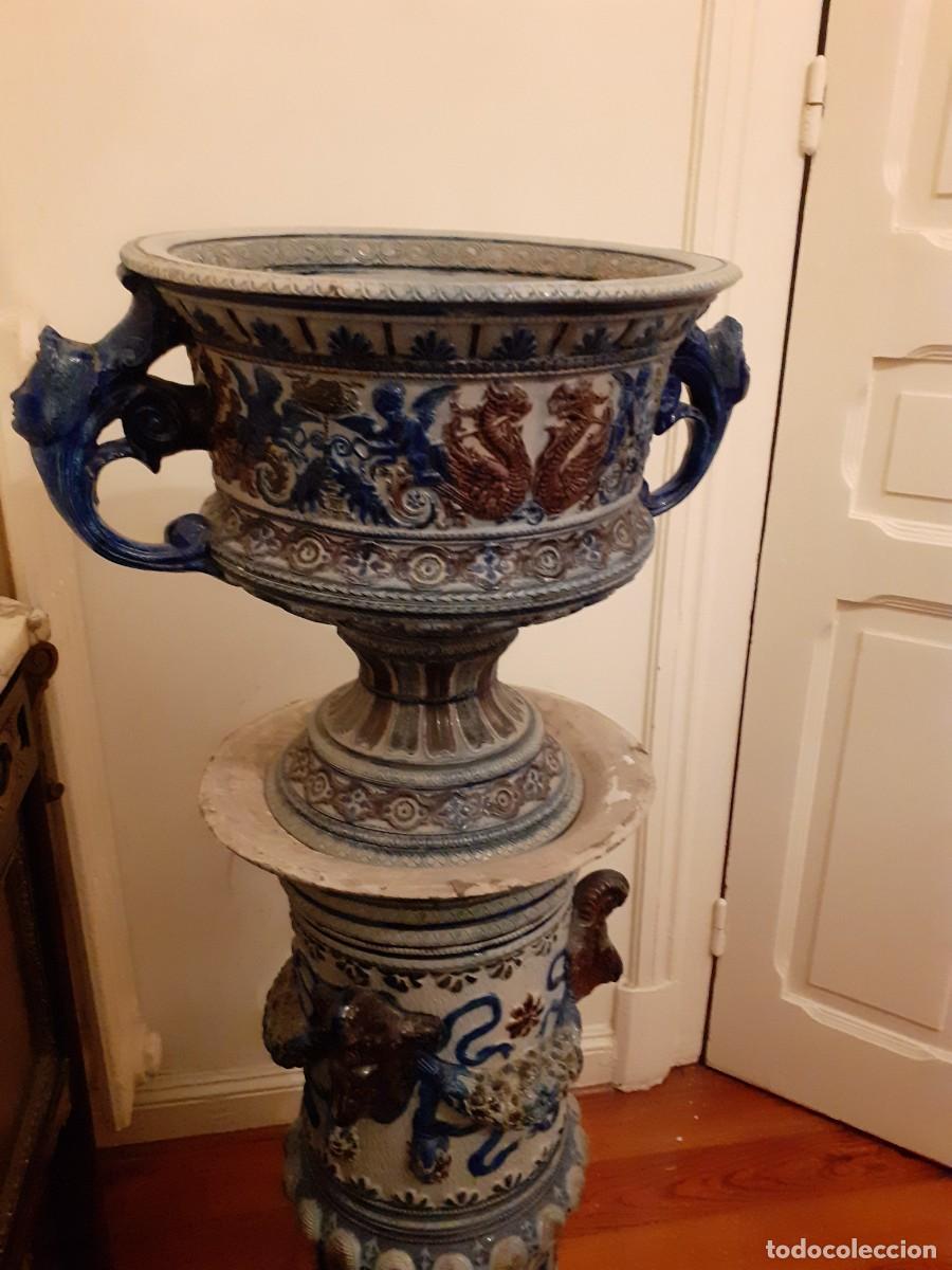 Antig&uuml;edades: Base y macetero de ceramica esmaltada - Foto 2