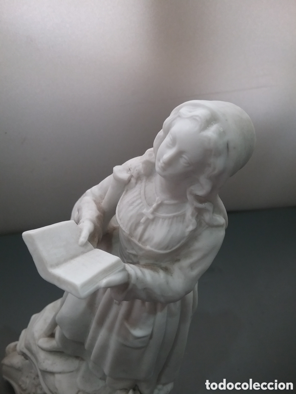 Antig&uuml;edades: Figura en biscuit, pastora leyendo. - Foto 7