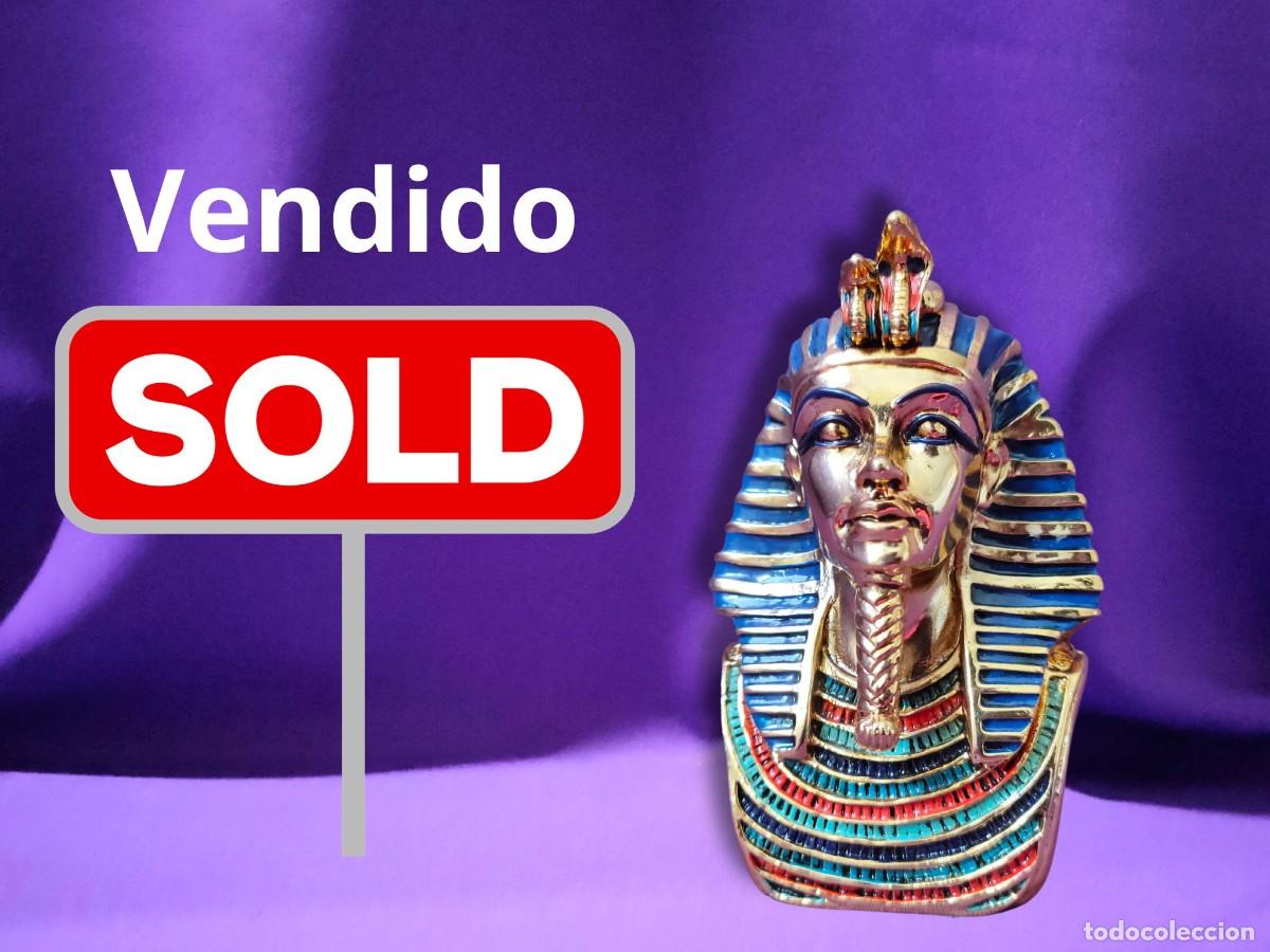 Antiques: Tutankam&oacute;n, Rey Tut, Fara&oacute;n, Dios Egipcio, Pieza de Oficina &Uacute;nica, Busto Dorado Colorido, Estatuilla