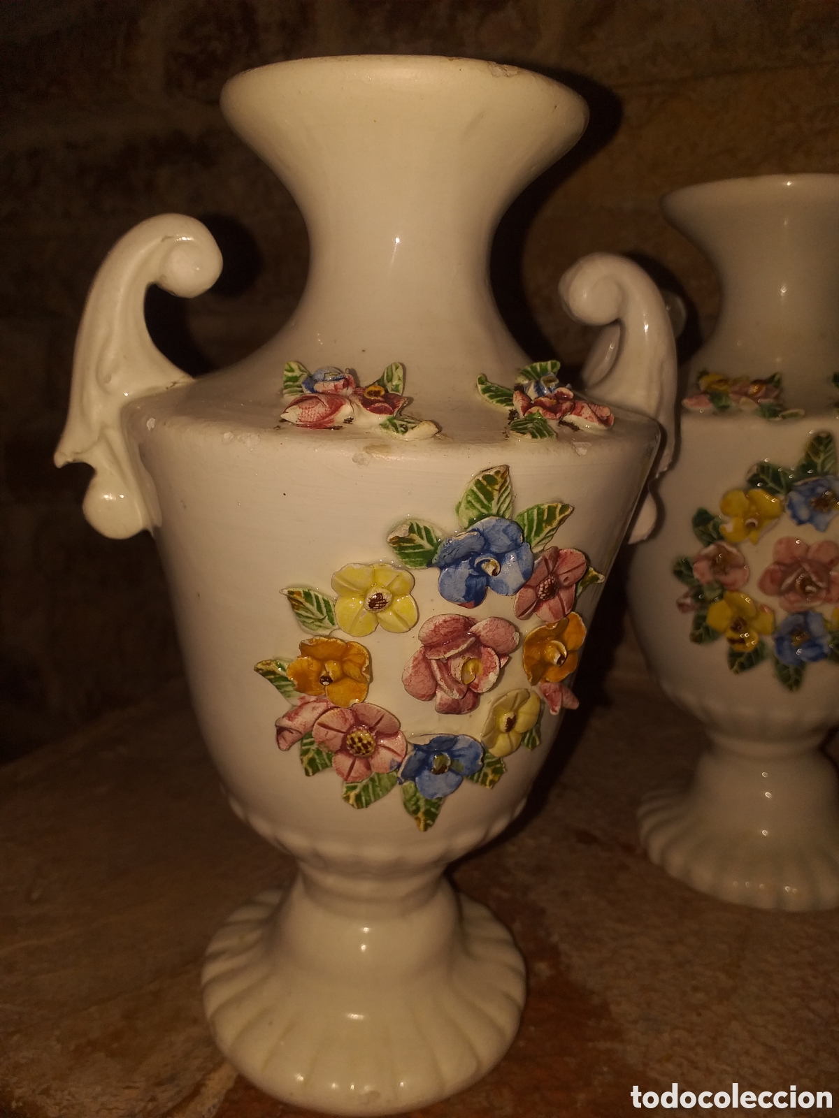 Antig&uuml;edades: Pareja jarrones ceramica - Foto 2