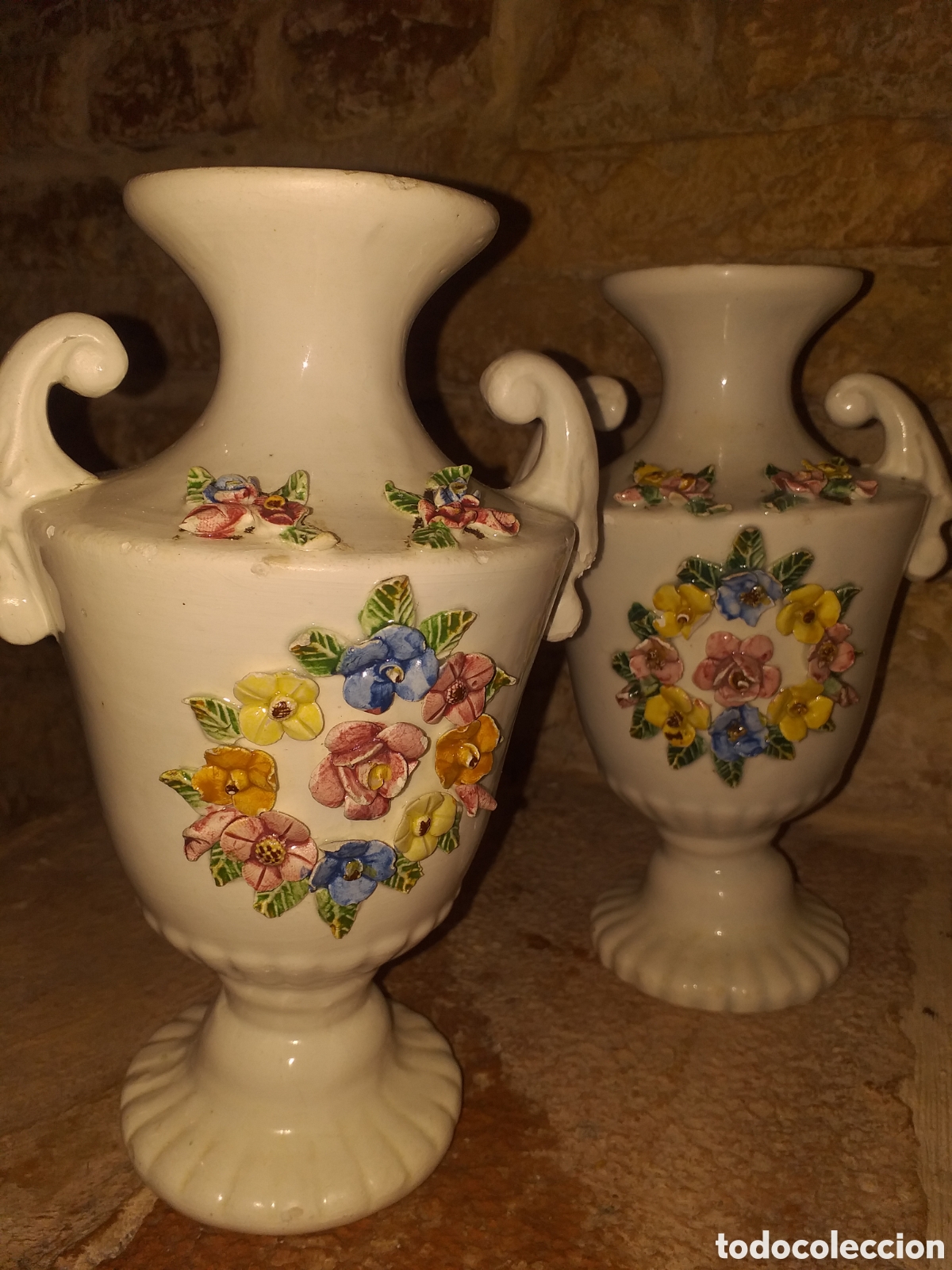 Antig&uuml;edades: Pareja jarrones ceramica - Foto 3