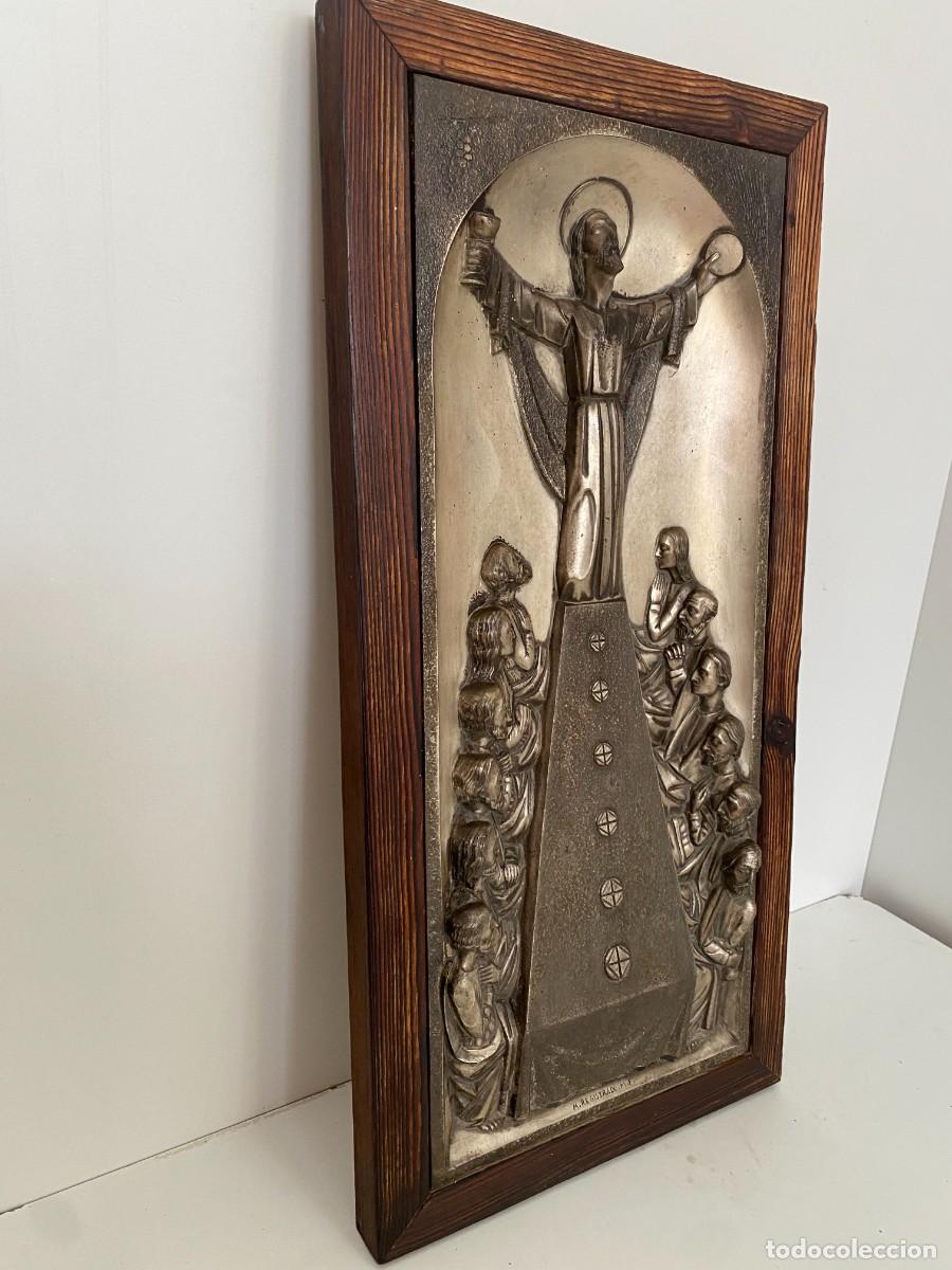 Antig&uuml;edades: CUADRO DE MADERA Y BRONCE ULTIMA CENA MAS MAR&Iacute;A - Foto 1