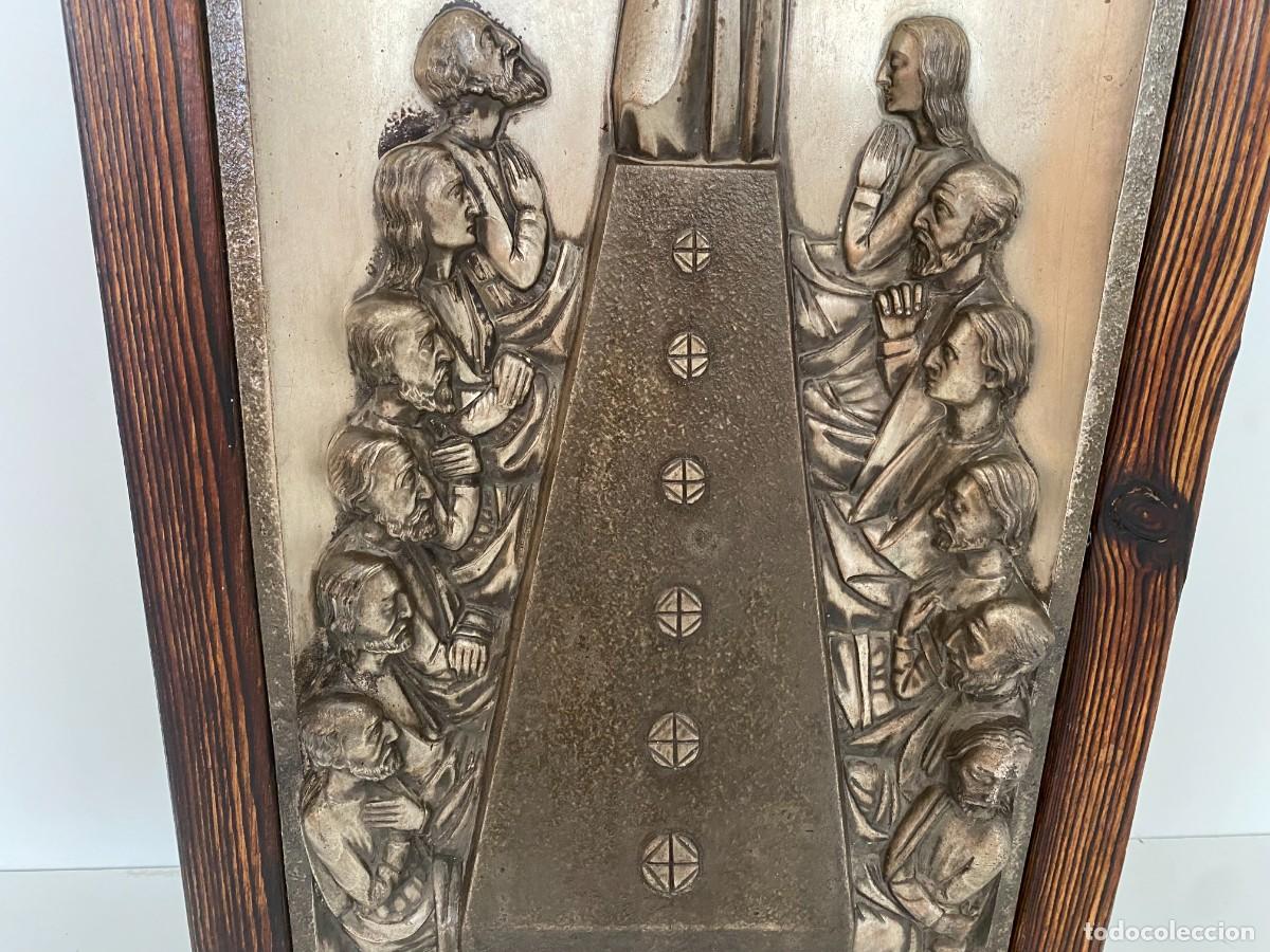 Antig&uuml;edades: CUADRO DE MADERA Y BRONCE ULTIMA CENA MAS MAR&Iacute;A - Foto 3