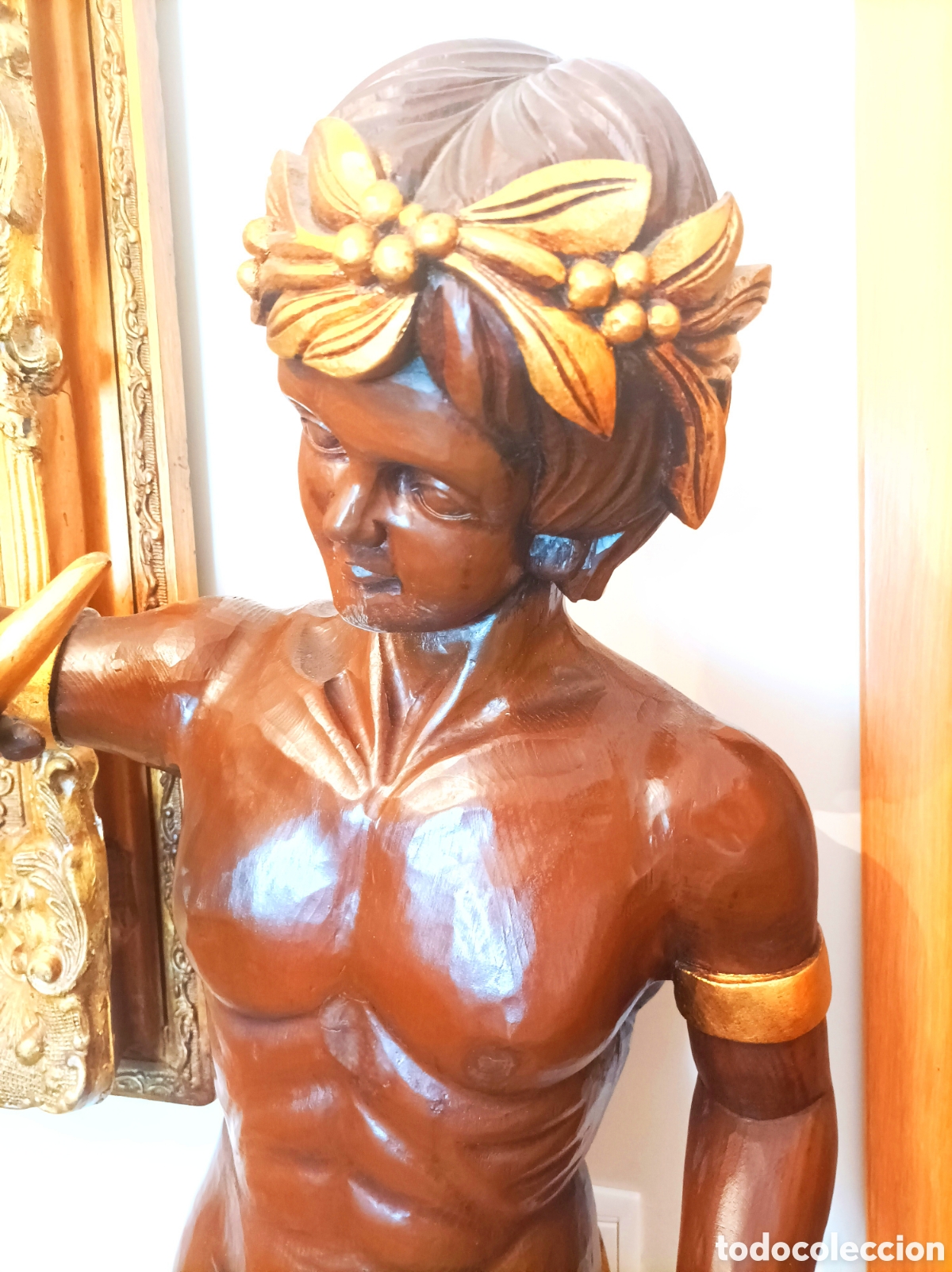 Antig&uuml;edades: Talla de madera de sobre caracola - Foto 2