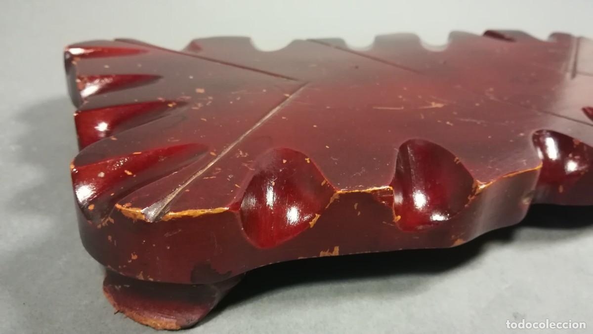 Antig&uuml;edades: PEANA CHINA DE MADERA LACADA ROJA - Foto 5