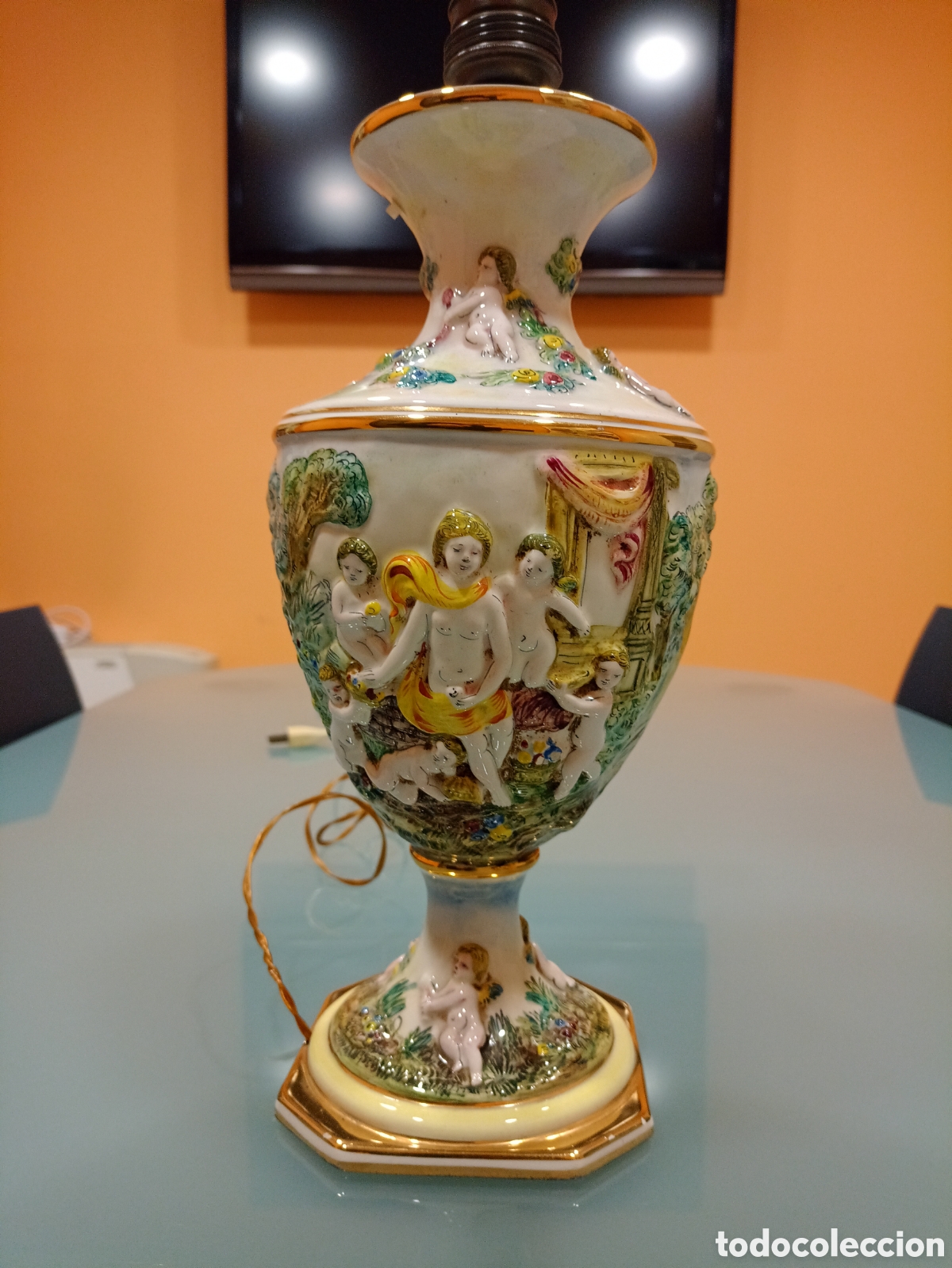 Antig&uuml;edades: L&aacute;mpara de mesa Capodimonte - Foto 3