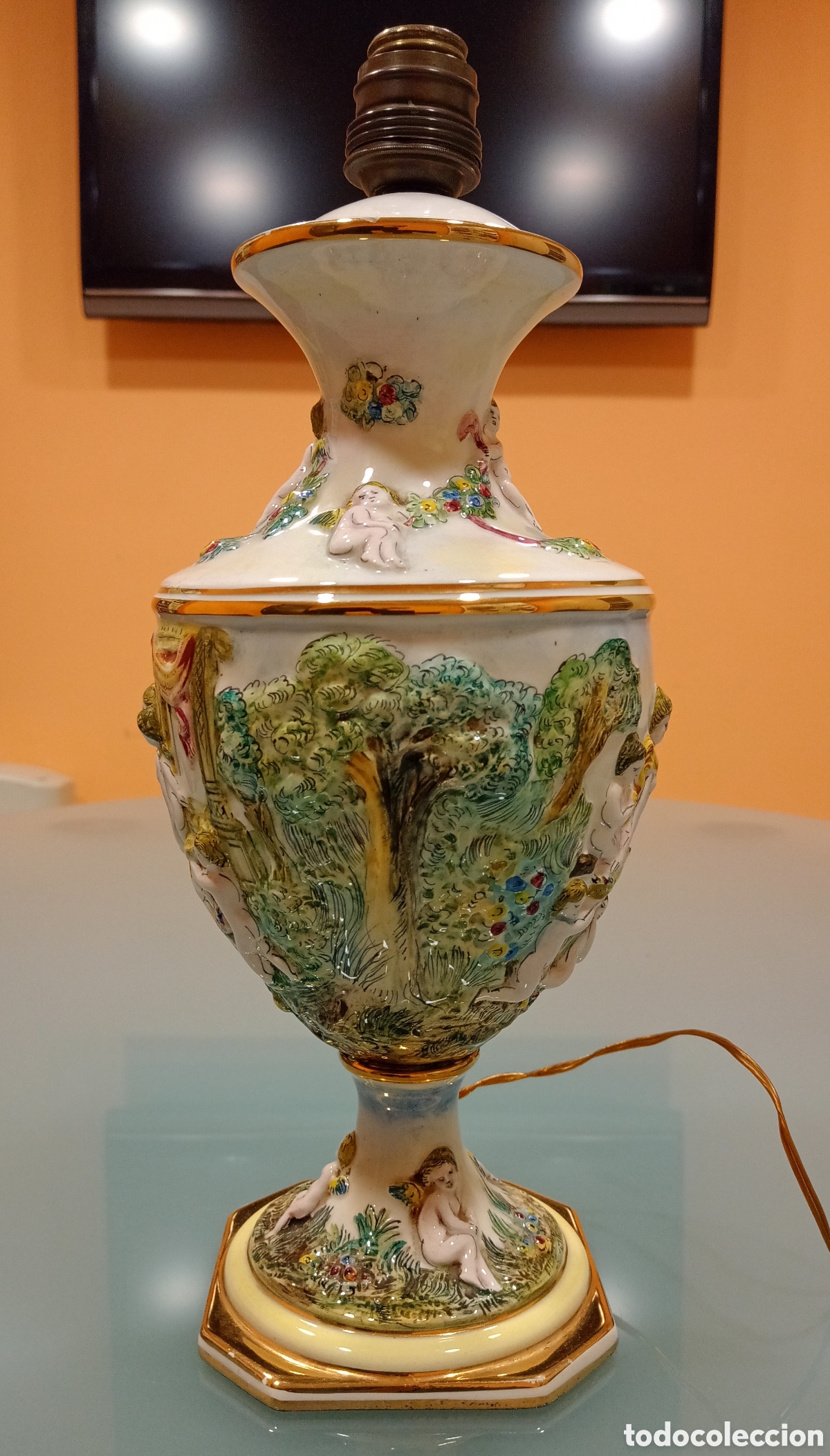 Antig&uuml;edades: L&aacute;mpara de mesa Capodimonte - Foto 6