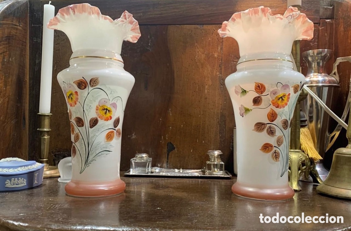 Antig&uuml;edades: Jarrones de opalina. S.XIX - Foto 4