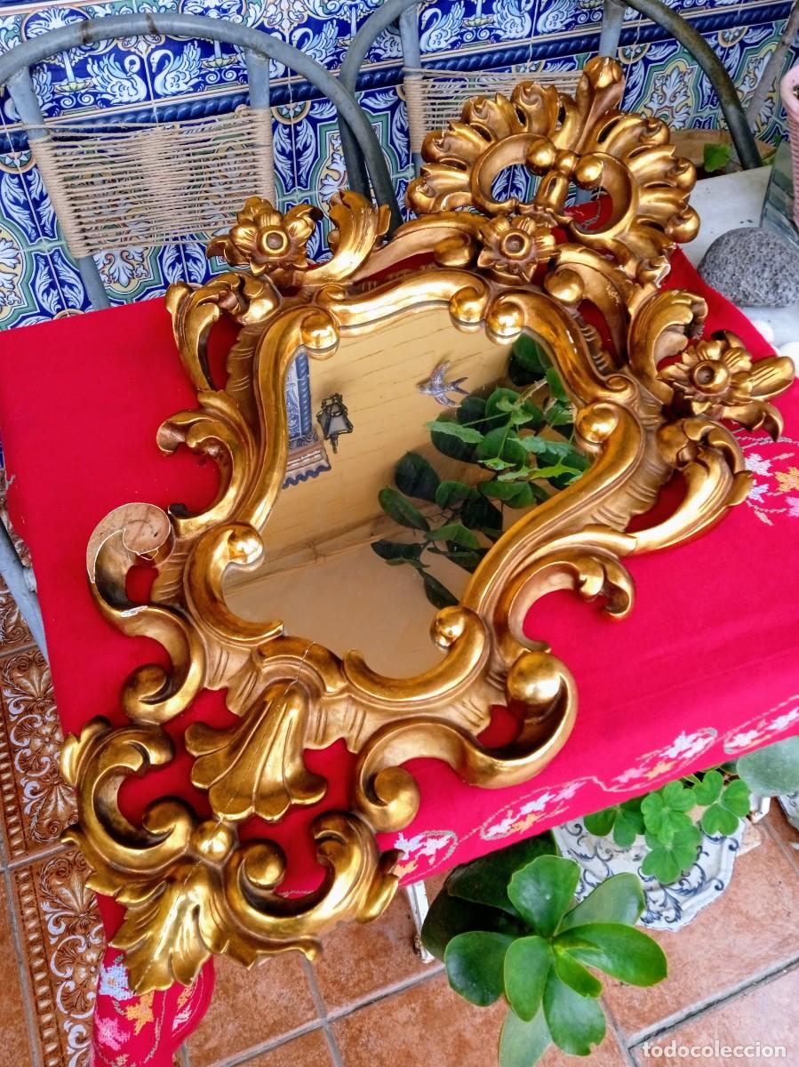 Antig&uuml;edades: Antiguo Marco de madera tallada Espejo Cornucopia - Foto 3