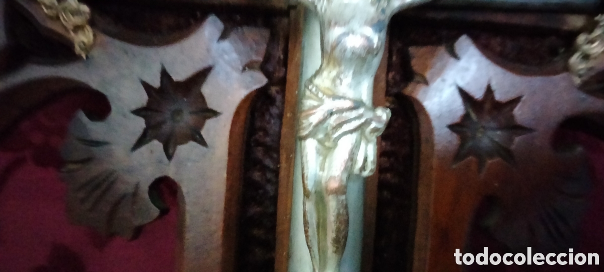 Antig&uuml;edades: CRUZ BENDITERA MADERA TALLADA - Foto 8