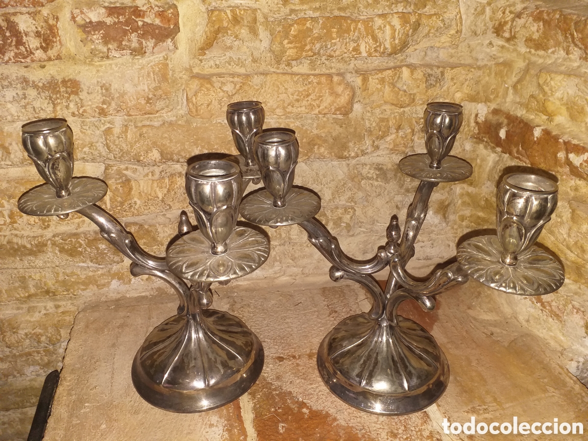 Antig&uuml;edades: Candelabros antiguo (pareja) - Foto 2