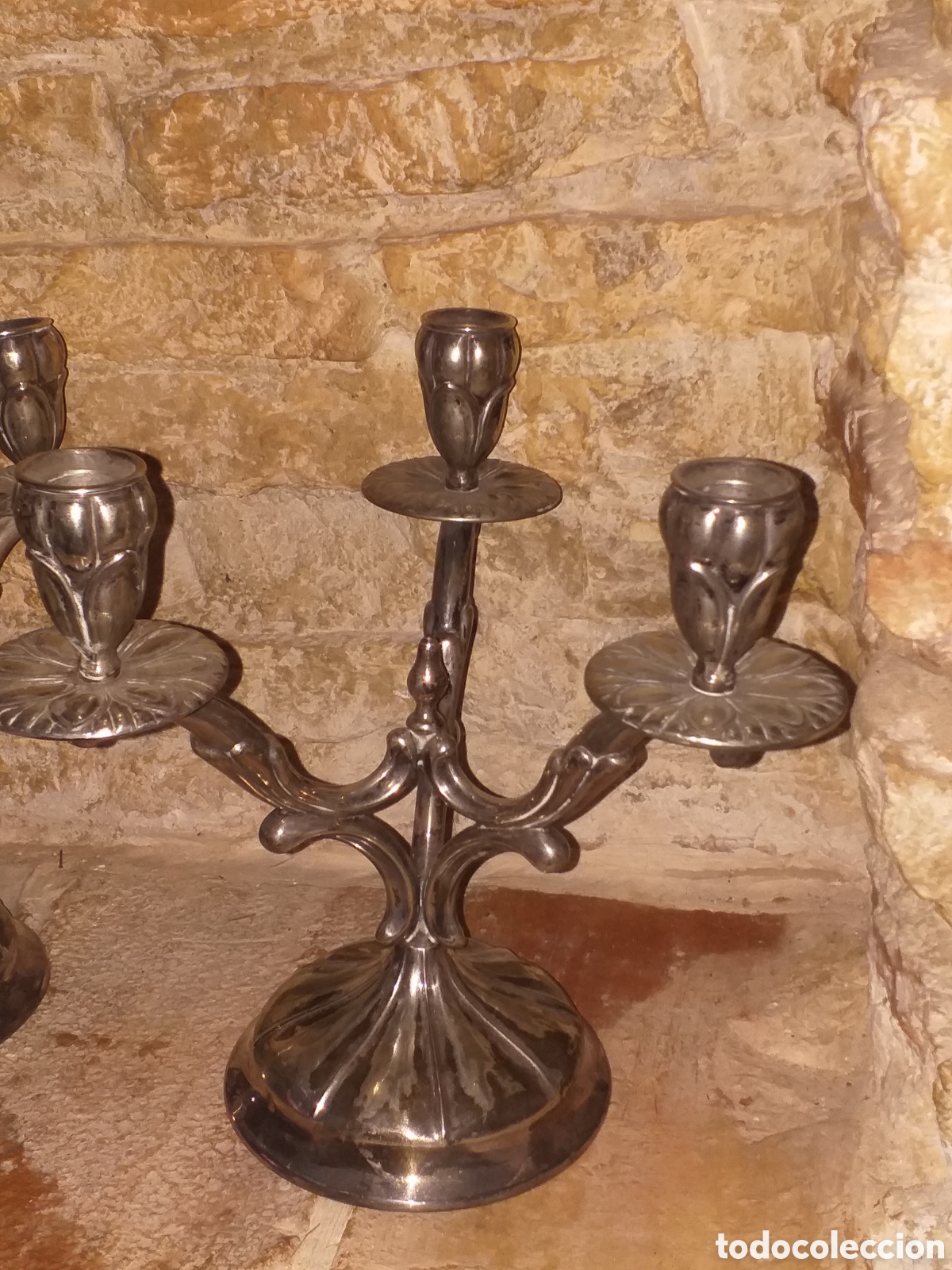 Antig&uuml;edades: Candelabros antiguo (pareja) - Foto 5