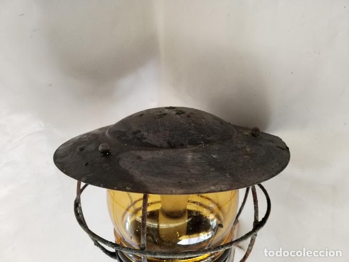 Antig&uuml;edades: aplique de forja y cristal de color ambar - Foto 5