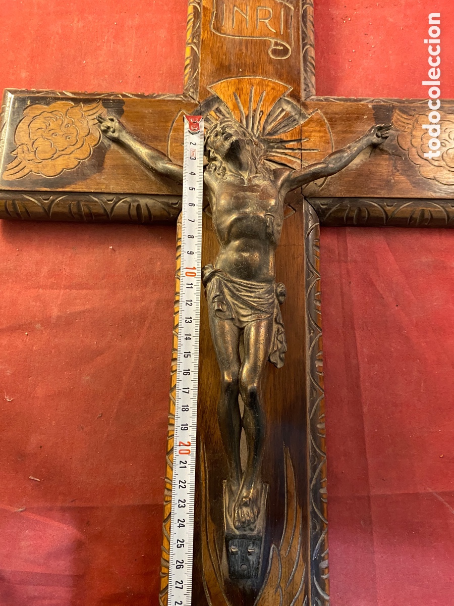 Antig&uuml;edades: Espectacular cristo de bronce y madera tallada - Foto 7