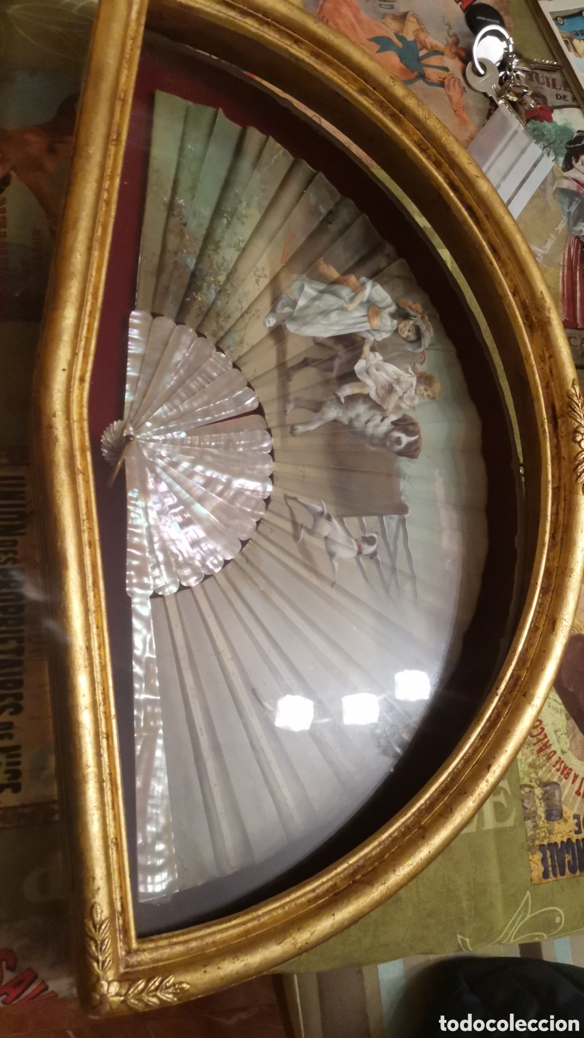 Antig&uuml;edades: Abanico franc&eacute;s n&aacute;car - Foto 4