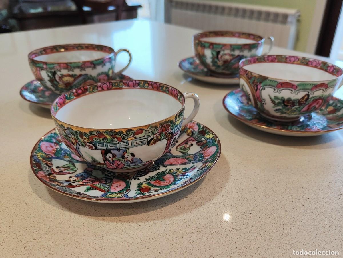 Antig&uuml;edades: 4 TAZAS T&Eacute; CON PLATO DE MACAU - Foto 1