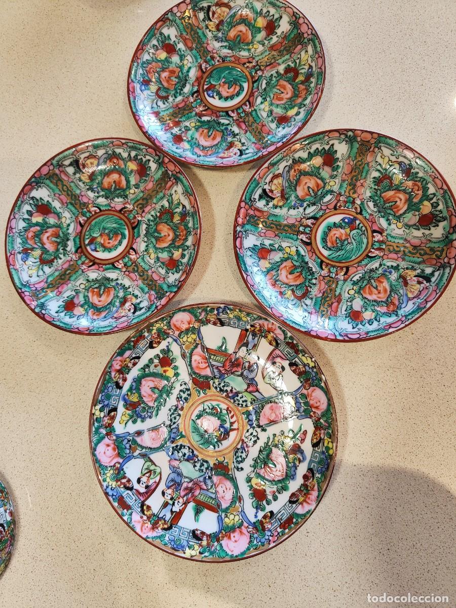Antig&uuml;edades: 4 TAZAS T&Eacute; CON PLATO DE MACAU - Foto 4