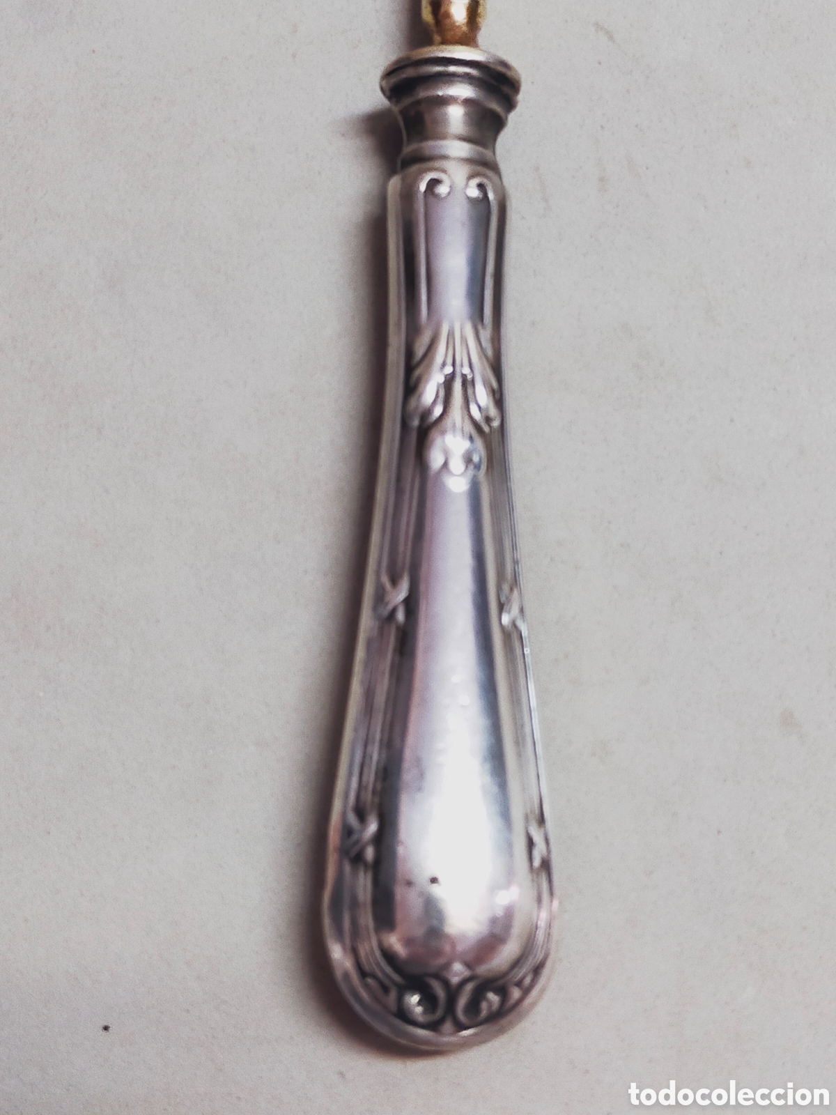Antig&uuml;edades: MANGO DE CUBIERTO DE SERVIR EN PLATA. 15,5 CM. - Foto 2