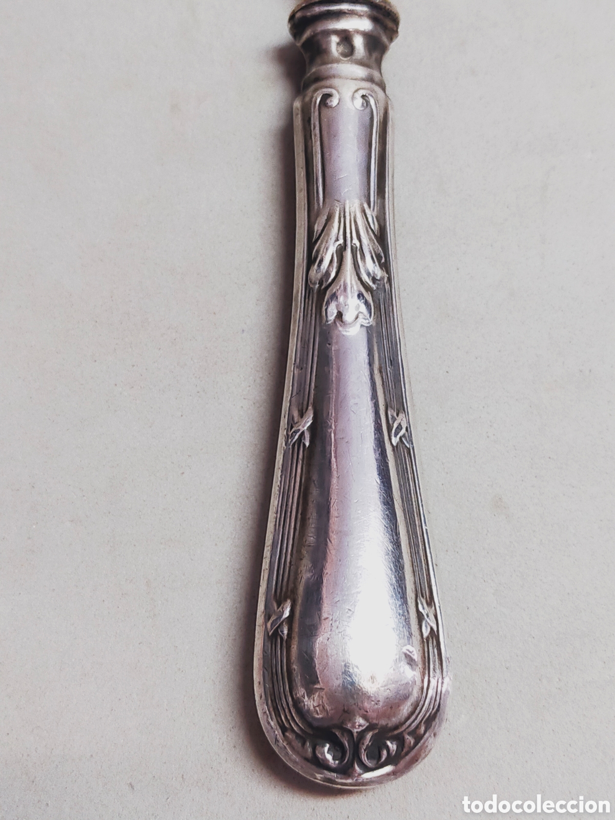 Antig&uuml;edades: MANGO DE CUBIERTO DE SERVIR EN PLATA. 15,5 CM. - Foto 4