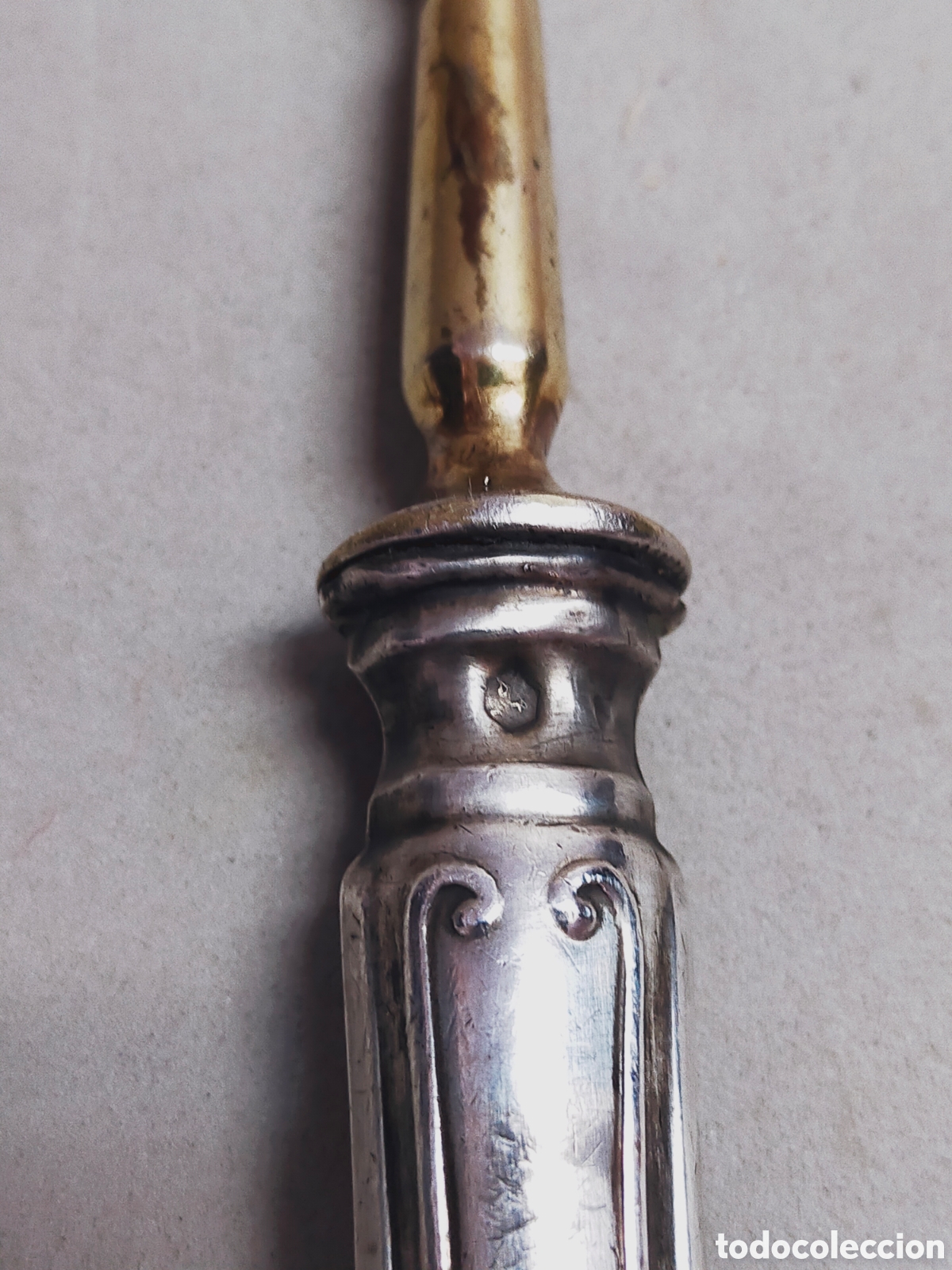 Antig&uuml;edades: MANGO DE CUBIERTO DE SERVIR EN PLATA. 15,5 CM. - Foto 5