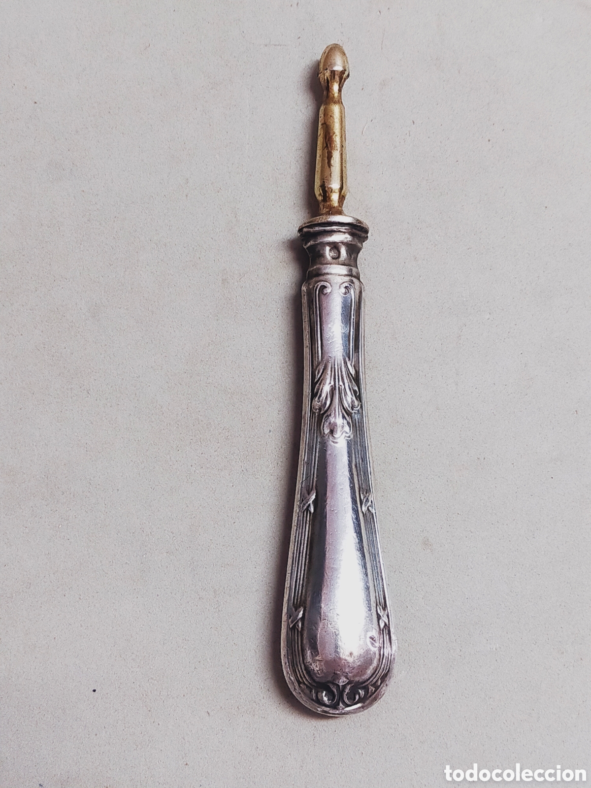 Antig&uuml;edades: MANGO DE CUBIERTO DE SERVIR EN PLATA. 15,5 CM. - Foto 7