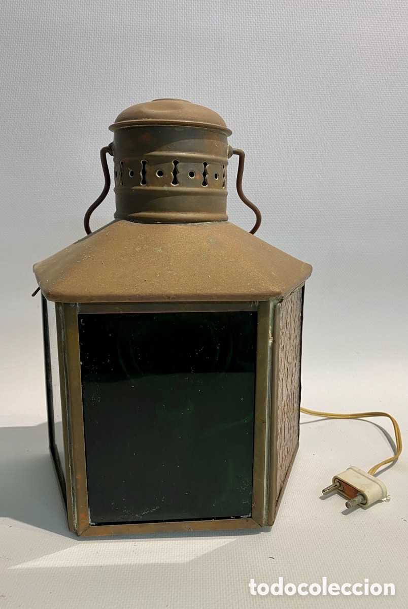 Antig&uuml;edades: Farol antiguo de barco para colgar con enchufe - Foto 3