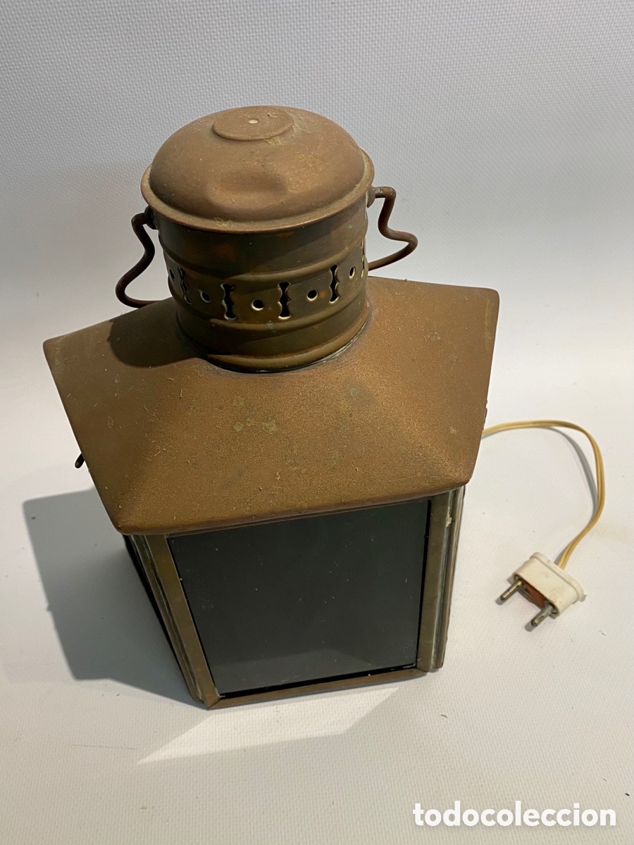 Antig&uuml;edades: Farol antiguo de barco para colgar con enchufe - Foto 4