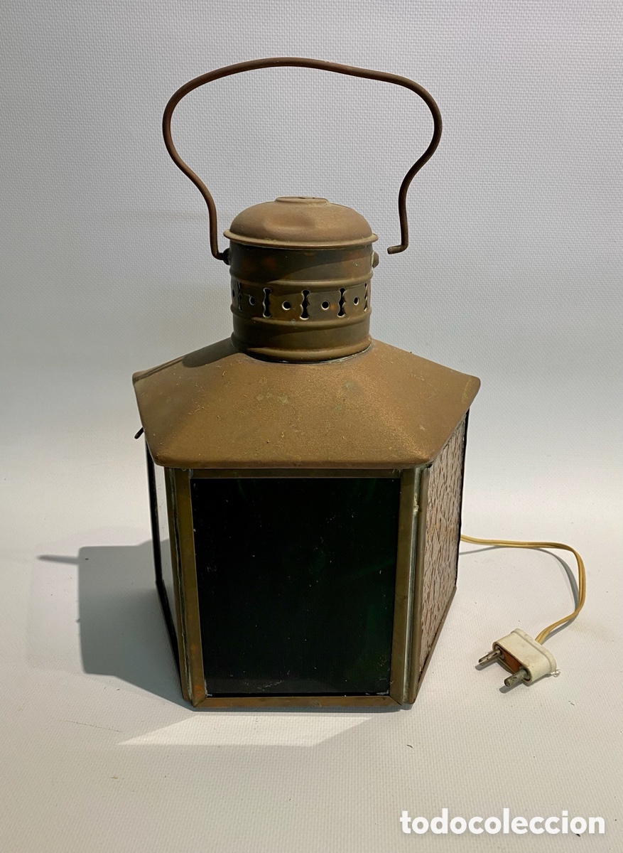 Antig&uuml;edades: Farol antiguo de barco para colgar con enchufe - Foto 5