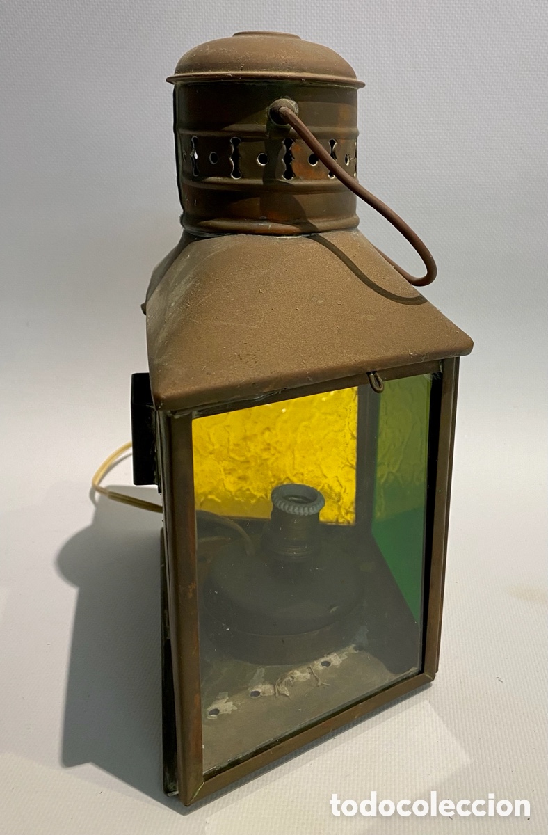 Antig&uuml;edades: Farol antiguo de barco para colgar con enchufe - Foto 6