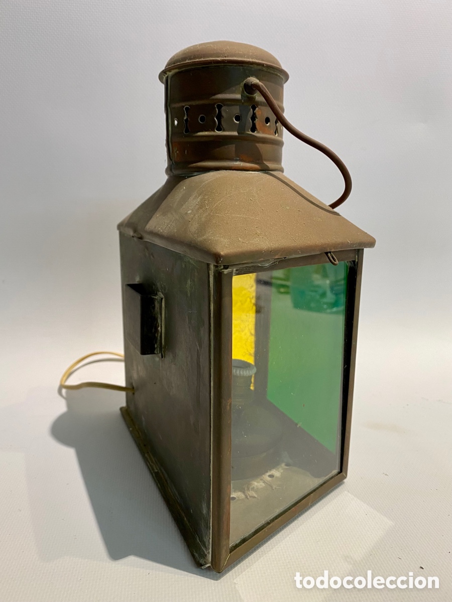 Antig&uuml;edades: Farol antiguo de barco para colgar con enchufe - Foto 1