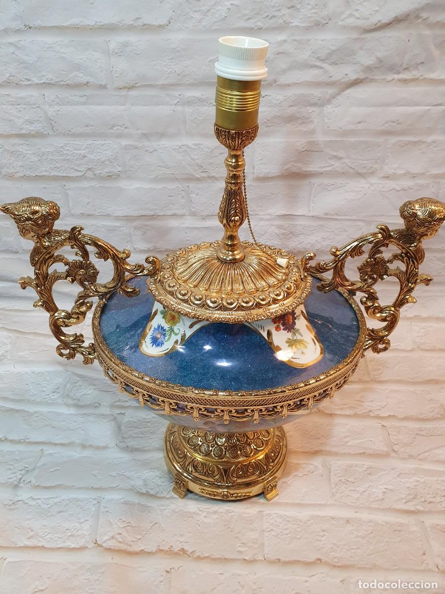Antig&uuml;edades: LAMPARA DE PORCELANA Y BRONCE - Foto 4