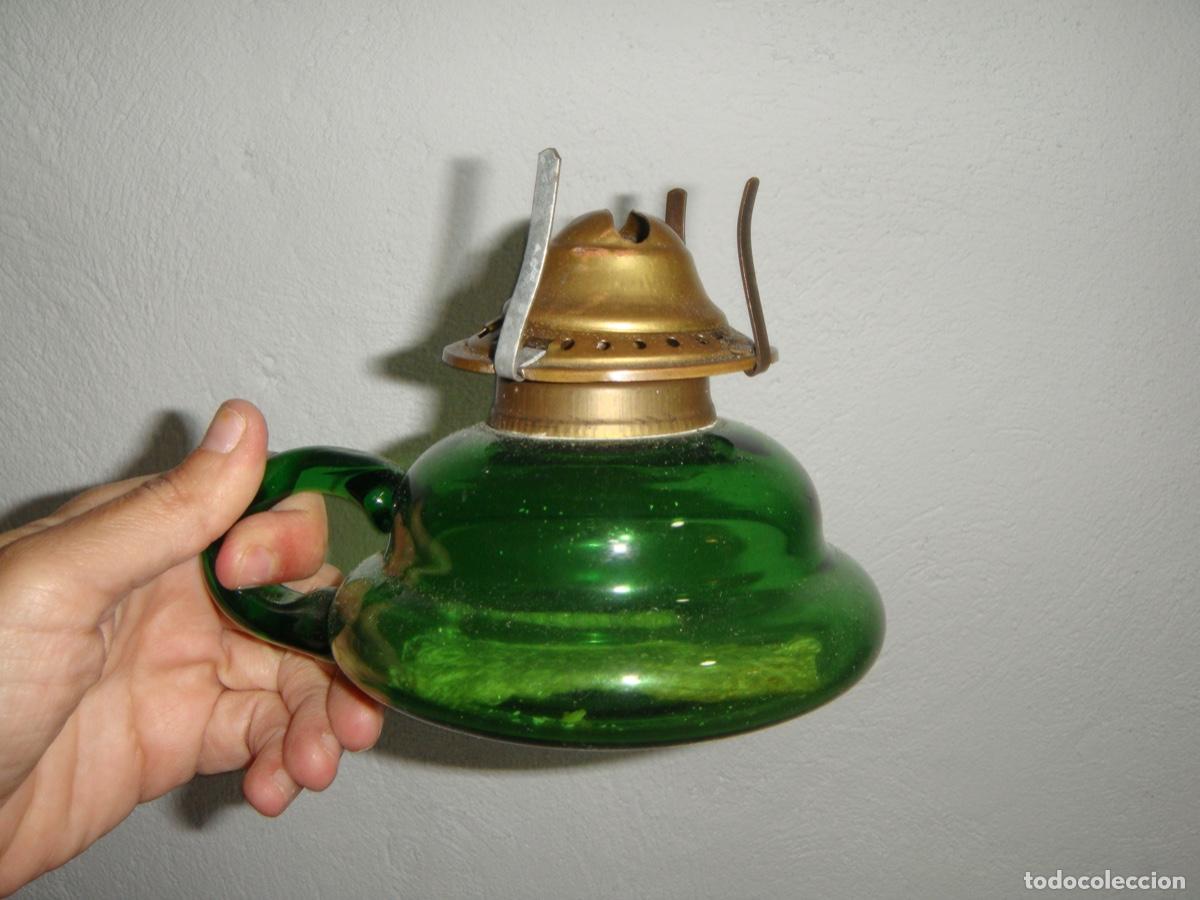 Antig&uuml;edades: Quinqu&eacute; de cristal verde. - Foto 2