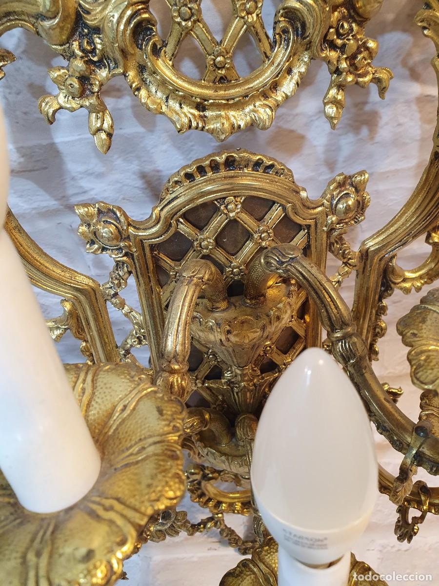Antig&uuml;edades: PAREJA DE APLIQUES DE BRONCE ESTILO LUIS XV - Foto 8