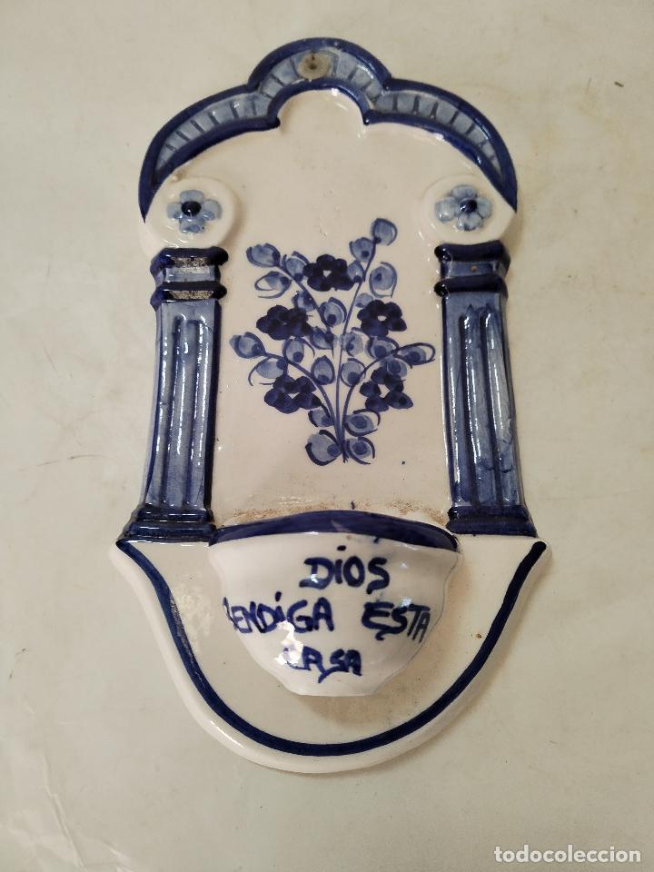 Antig&uuml;edades: benditera azul dios bendiga esta casa - Foto 2