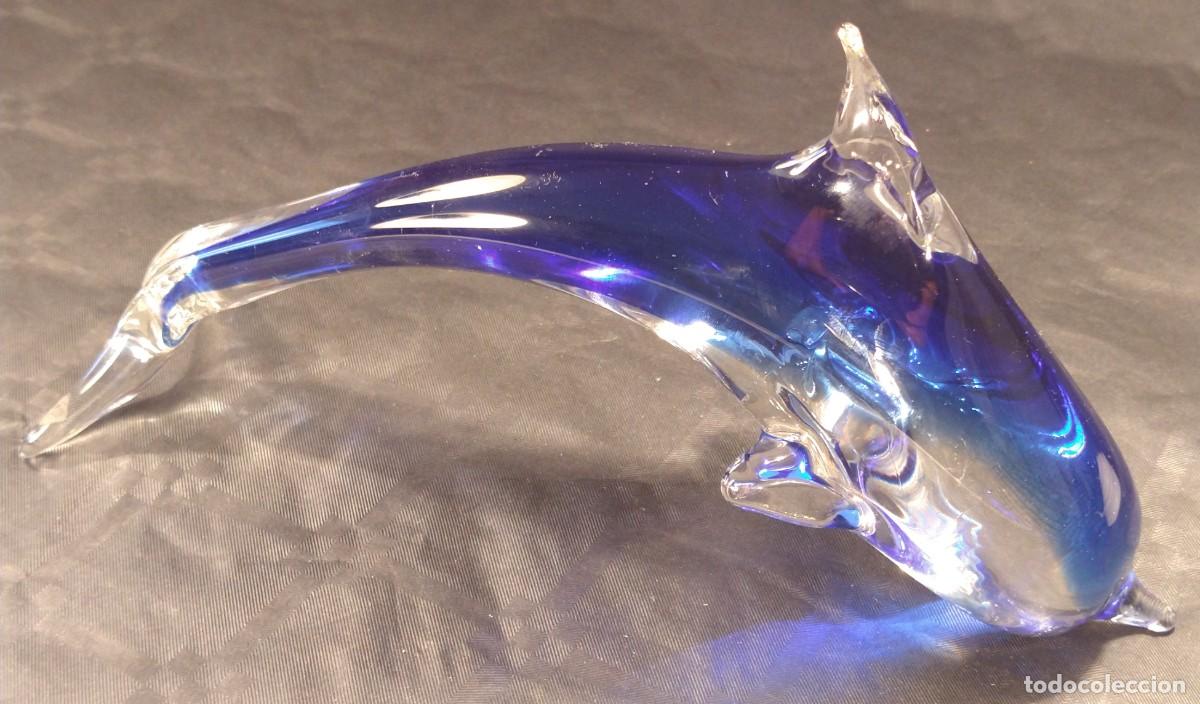 Antiquit&eacute;s: DELF&Iacute;N EN CRISTAL SOMMERSO DE MURANO. ITALIA. TALLER DE GINO CENEDESE. A&Ntilde;OS 60.