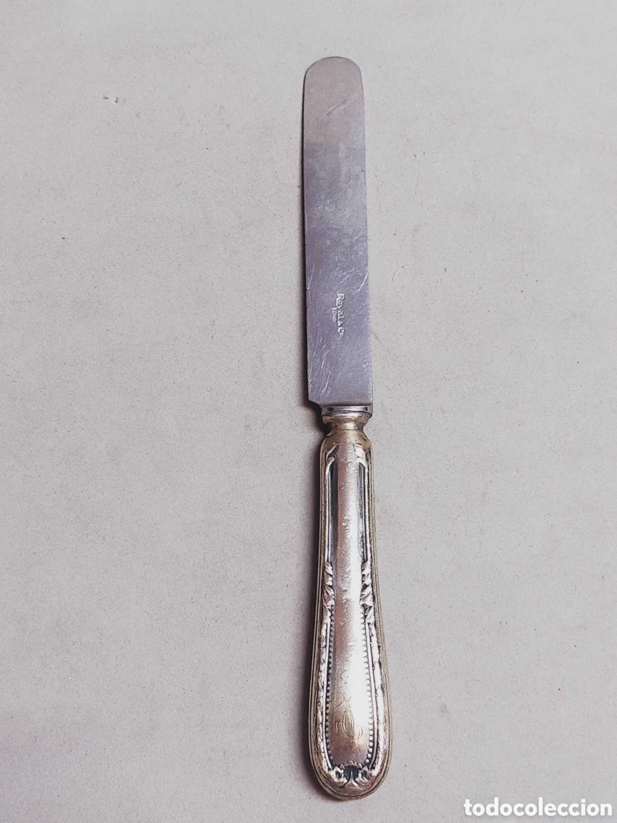 Antig&uuml;edades: CUCHILLO EN METAL PLATEADO. 17,5 CM. - Foto 2