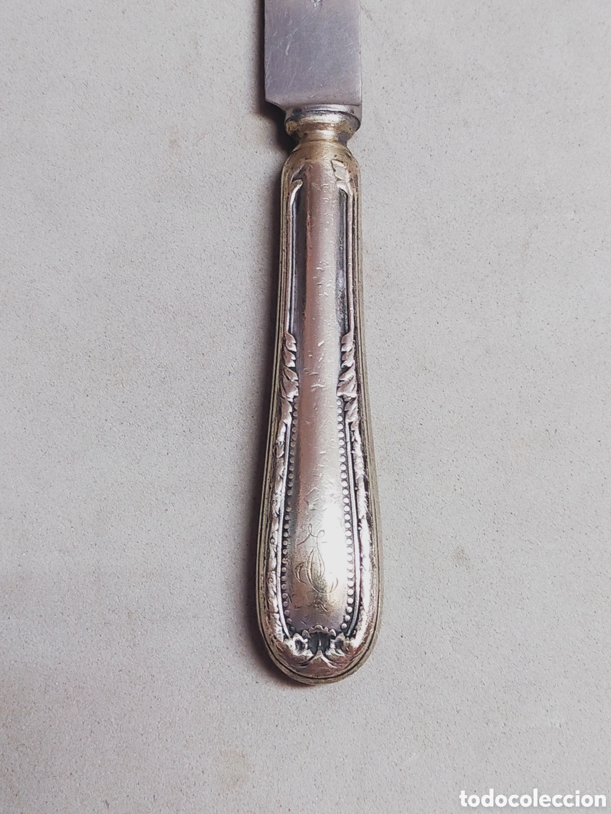 Antig&uuml;edades: CUCHILLO EN METAL PLATEADO. 17,5 CM. - Foto 3