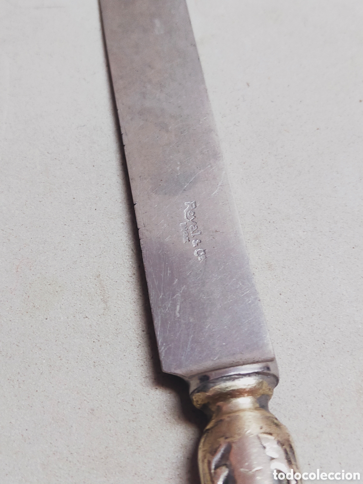 Antig&uuml;edades: CUCHILLO EN METAL PLATEADO. 17,5 CM. - Foto 5
