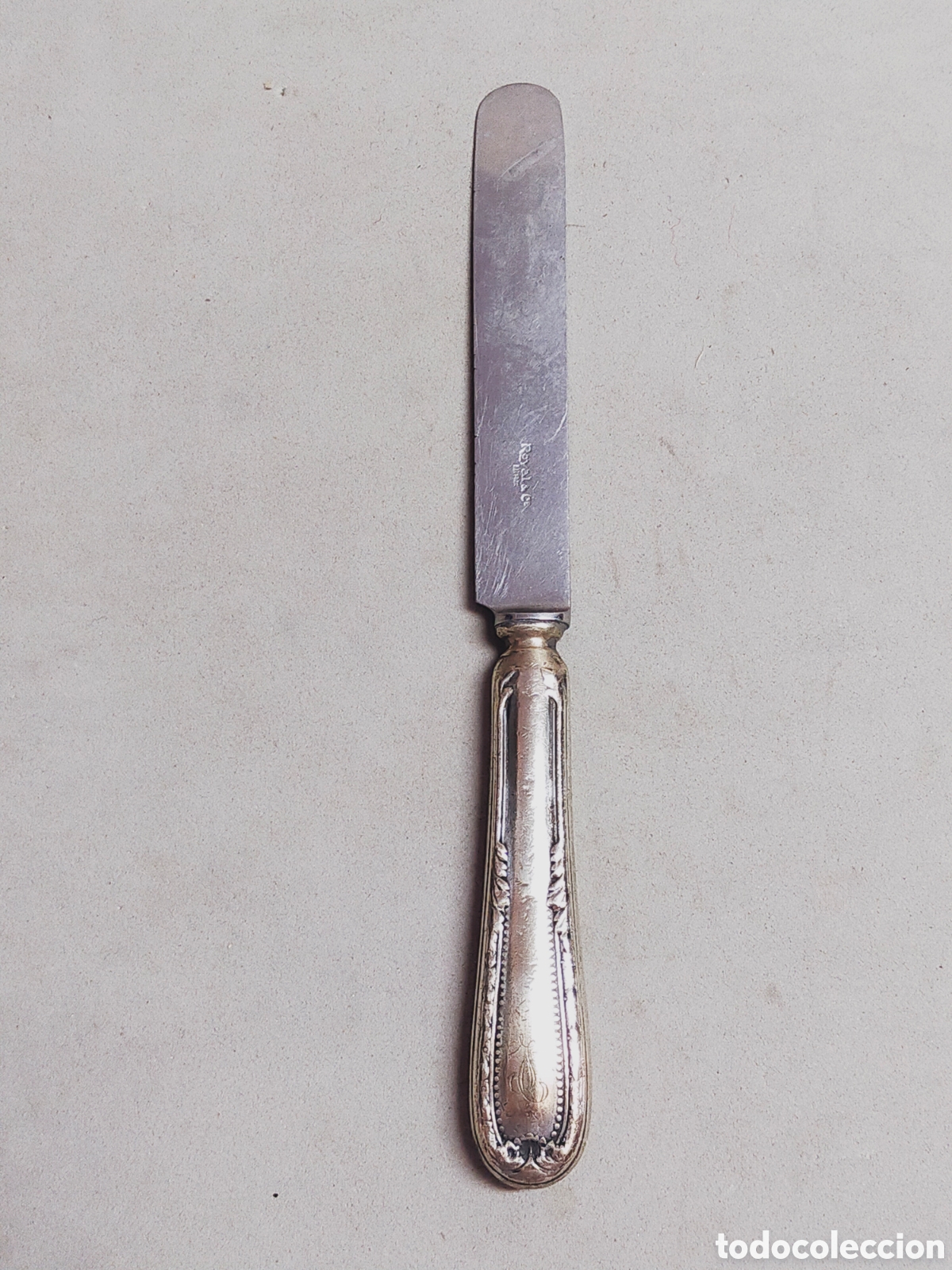 Antig&uuml;edades: CUCHILLO EN METAL PLATEADO. 17,5 CM. - Foto 6