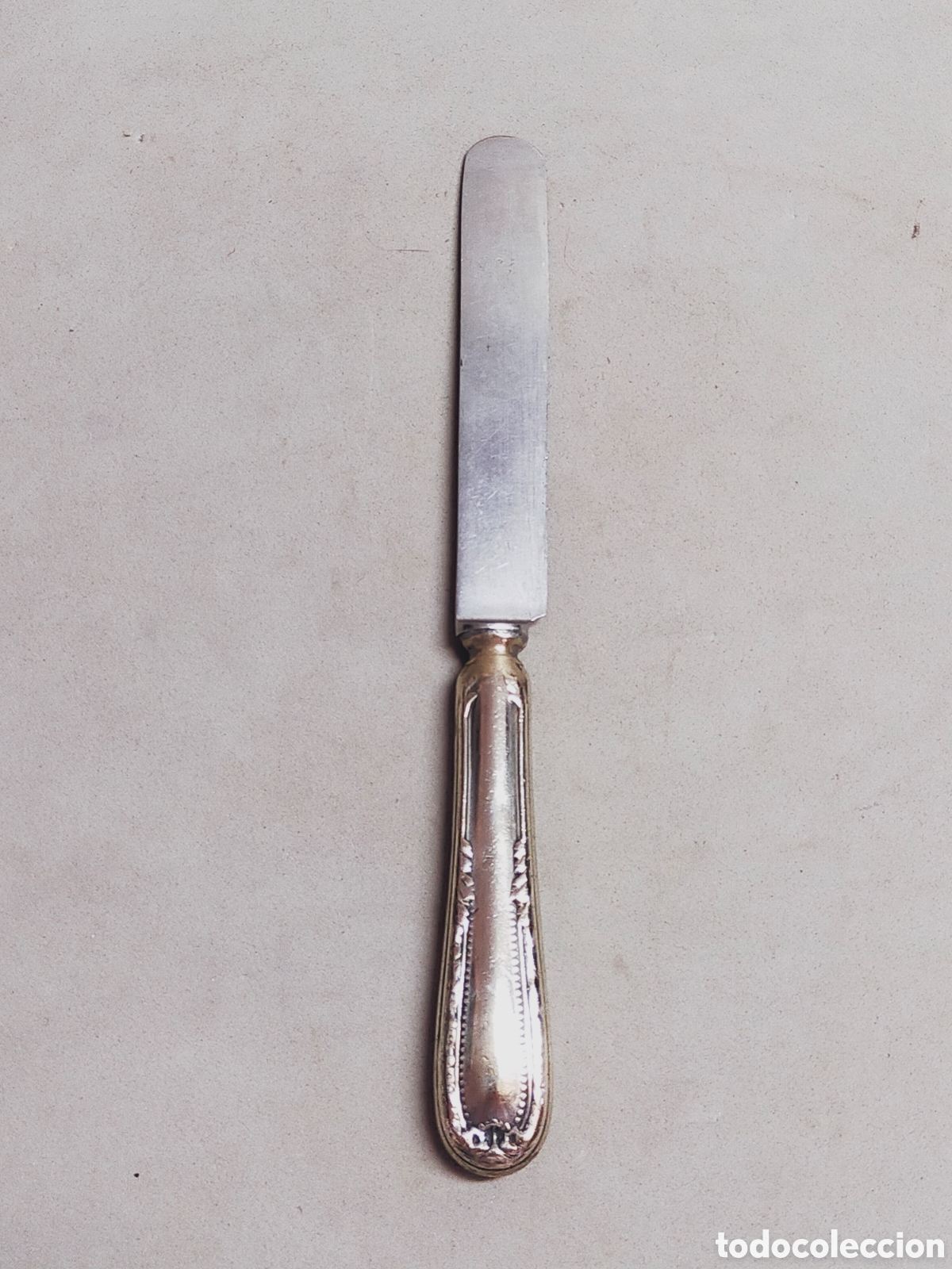 Antig&uuml;edades: CUCHILLO EN METAL PLATEADO. 17,5 CM. - Foto 1