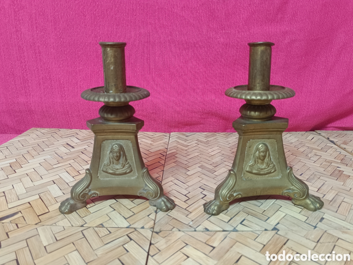 Antig&uuml;edades: Candelabro bronce im&aacute;genes religiosas - Foto 2