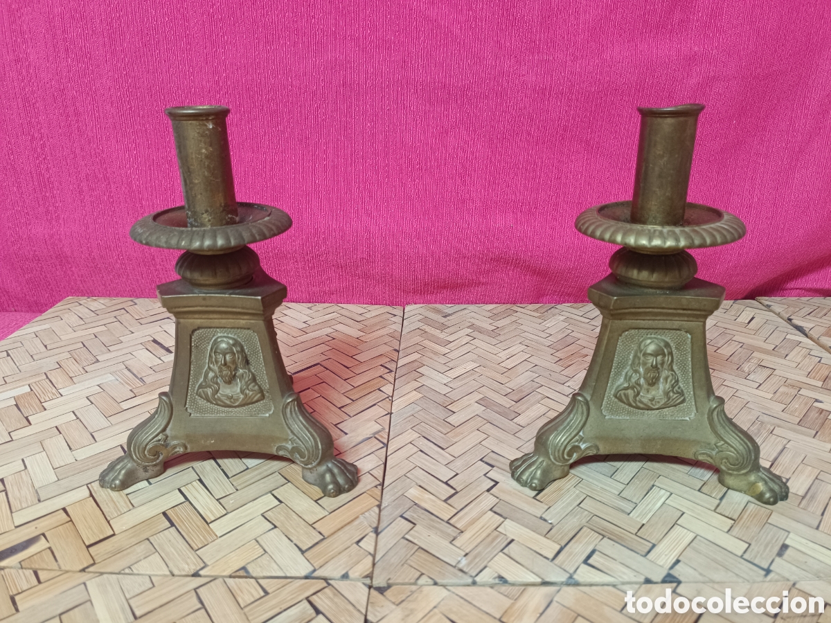 Antig&uuml;edades: Candelabro bronce im&aacute;genes religiosas - Foto 3